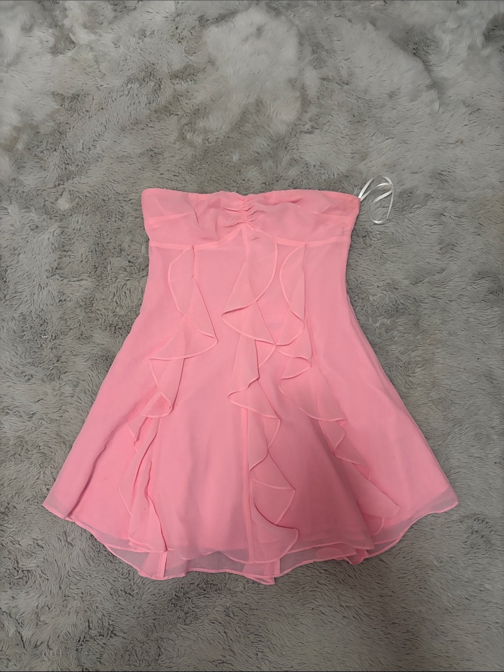 Girls' Pink Strapless Ruffle Homecoming Dress